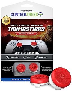 KontrolFreek FPS Freek Inferno for PlayStation 4 (PS4) and PlayStation 5 (PS5) Controller | Performance Thumbsticks | 1 High-Rise, 1 Mid-Rise | Red/White