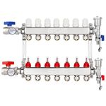 PEX Manifold Radiant Floor Hheating Set 7 Loop 1/2" PEX Tubing Stainless Steel Set For Hydronic Radiant Floor Heating