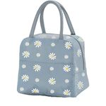 Elionless Insulated Lunch Bag, Portable Thermal Lunch Bags Cooler Bag Daisy Pattern Lunch Box Organizer Tote Bag for Women Adults Kids Girls Work School Picnic Camping Travel (Grey)