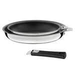 Cuisinox Malice Set of 2 Frying Pans 20/24 cm Coated Stainless Steel with Black Handle