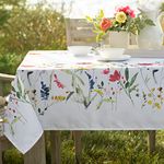 Benson Mills Spillproof Floral Spring/Summer Fabric Indoor Outdoor Tablecloth, Outdoor Table Cloth for Rectangle Tables, Picnic/Patio Table Covers (60" x 120" Rectangular, Wild Flower)