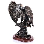 oliruim 9.8" H Eagle Statue Bronze Bald Eagle Sculpture for Home Decor, Living Room, Bookshelf, Stone Eagle Office Decor Statue, Bronze Gifts for Men