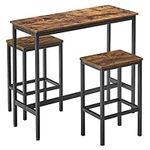 VASAGLE Dining Table Set, Bar Table and Stools, Breakfast Bar Table with Bar Stools, 2, Industrial Steel Frame, Rustic Brown and Black LBT218B01