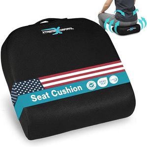 Xtreme Comforts Seat Cushion, Office Chair Cushions - Pack of 1 Padded Foam Cushion w/Handle for Desk, Wheelchair & Car Use - Back Support Pillow for Chair