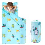 Fainsy-Nap Mat with Pillow and Blanket, 100% Cotton Fabric, Thick Padding Sleeping mat, for Daycare Preschool Toddler Prek, Boys Girls Kids (Dinosaur, Extra Long - 56"x20")