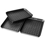 Boot Mat Tray,3 PCS Multi-Purpose 13.7" x 10.6" x 1.2" Floor Protection-Pet Bowls-Paint-Dog Bowls,Shoes, Pets, Garden - Mudroom, Entryway, Garage-Indoor and Outdoor Friendly (Black, 3Pack)