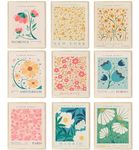 ASMANNA 11x14 inch Set of 9 Flower Wall Art Prints Flower Market Poster for room Aesthetic Abstract Floral Wall Art Modern Abstract Wall Art for Living Room Décor(Unframed)