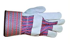 G & F 5015L-5 Regular Cowhide Leather Palm Work Gloves for driving and construction with rubberized safety cuff, Large, 5-Pair pack
