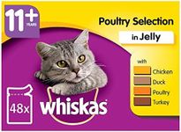 Whiskas 11+ Cat Pouches Poultry Selection in Jelly 12 x 100g (Pack of 4, Total 48 Pouches)