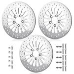 11.8" Front Rear Brake Discs Rotors for Harley Davidson 2008-2013 Touring Models, Road King, Street Glide, Road Glide, Ultra Limitid with Bolts Set Round Holes Stainless Steel Disc, Front*2 & Rear*1