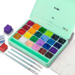 HIMI Gouache Paint Set, 24 Colors x 30ml/1oz with 3 Brushes & a Palette, Unique Jelly Cup Design, Non-Toxic, Guache Paint for Canvas Watercolor Paper - Perfect for Beginners, Students, Artists(Green)