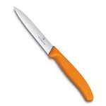 Victorinox Swiss Made Stainless Steel Swiss Classic Paring Knife, 10 cm, Serrated Edge with Pointed Tip, Professional and Household Kitchen Tools, Kitchen Items, Orange, 6.7736.L9 | Multipurpose Knife