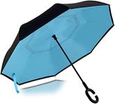 MAHOSTAV Double Layer Inverted Colourful Umbrella for Men Women with C-Shaped Handle Anti UV Protection Waterproof Windproof Car Rain Outdoor Use Umbrella (Random Colors)