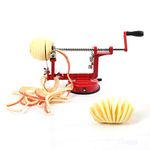 Apple Peeler, ULIULI Apple Corer Slicer Peeler 3 in 1 Spiralizer with Stainless Steel Blades, Heavy Duty Hand-Cranking Potato Peeler with Suction Base, Red