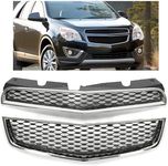 KUAFU Upper & Lower Grille Compatible with 2010-2015 Chevrolet Chevy Equinox Replacement for 25798744 25798747 GM1200622 GM1200621 Black Chrome Grille Assembly