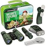 Explorer Kit for Kids - Camping Gear & Outdoor Exploration Gift - Gifts for 4-7 Year Old Boys & Girls - Inc: Binoculars, Fan, Magnifying Glass, Crank Flashlight, 5-in-1 Multi Tool & Beautiful Case