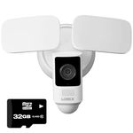 Lorex 2K WiFi Floodlight Camera - 32GB Outdoor Home Security Camera with Color Night Vision, Person Detection, and Flood Light - Exterior Surveillance Camera with Phone App (White)