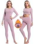 INNERSY Ladies Thermal Underwear Tops & Leggings Set Womens Thermals Ski Base Layer Pyjamas (S, Lilac)