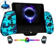 Switch Handheld Controller for Nintendo Switch Joycon Replacement, Camo-Blue Switch Joypad Controller with Hall Effect Joysticks, Ergonomic One Piece Controles Customizable with Adjustable RGB, Turbo, Mapping