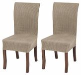 Home Beyond & HB design - Dining Chair Slipcovers - Stretch Washable Removable Chair Protector Covers - (2 Pack, Sand)