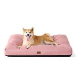 Bedsure Waterproof Dog Bed Large - Washable Dog Bed Mattress with Oxford Fabric, Pet Pillow Cushion for Crate, Pink Cheap Dog Bed, 91x68x10cm