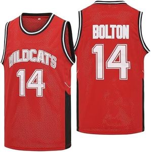 Mens Wildcats High School Basketball Jersey #14 Troy Bolton Shirt Jersey #14 Red Large