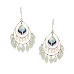 Voylla Silver Brass Bagh E Fiza Green Beads Oxidised toned Pastel Colourful Enamelled Embellished Leaf Design Dangle & Drop Earrings for Women and Girls