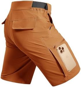 FREE SOLDIER Men's Cargo Hiking Shorts with Belt Lightweight Quick Dry Tactical Shorts with Pockets for Casual Work Golf (Orange 30W10L)
