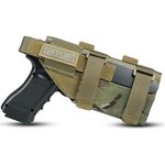 OneTigris Molle Pistol Holster, Universal Gun Holster Tactical Pistol Bags Right Hand Adjustable for Most Compact Medium Full Size Pistol, Multicam