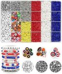 ClaBead Bracelet Making Kit for Boys, 3200Pcs Boy Bracelet Making Kit with Red White and Blue Clay Beads