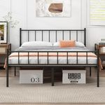 DIIYIV Classic Metal Platform Bed Frame,14Inch Queen Size Bed Frame,Storage Space Under Bed Frames, Heavy Duty Steel Slat Support, No Box Spring Needed, Easy Assembly