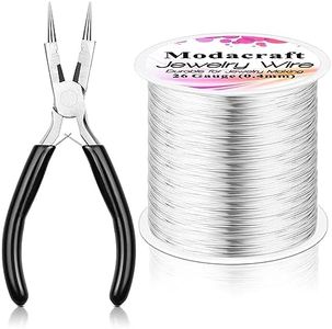 Modacraft 26 Gauge Wire for Jewelry Making with Multipurpose Piler, 328.1 FT/0.4 mm Craft Silver Jewelry Wire Tarnish Resistant Copper Beading Making Supplies and Crafting (Silver)