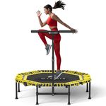 CLORIS 38''/40"/48'' Foldable Fitness Trampoline - Max Load 220lb/400 lb/450lb, Rebounder with Adjustable Foam Handle Indoor/Outdoor Fitness Body Exercise (48‘’ Yellow)