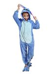 Auspicious beginning Stitch Kids Pajamas Animal Cosplay Costume Onesie Sleepsuit Homewear Kigurumi Pajamas, Blue, 95(Height 103-115CM)