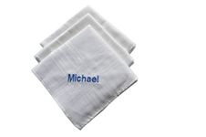 Set of 3 Embroidered Gents Hankies (B) - up to 9 letters