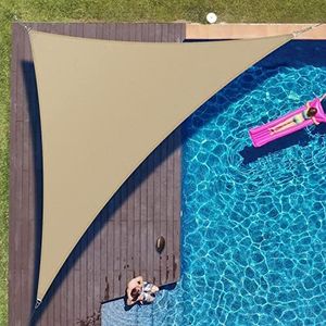 ColourTree Customized Size Order to Make Sun Shade Sail Canopy Mesh Fabric UV Block Right Triangle TAPRT16 - Commercial Standard Heavy Duty - 190 GSM - 3 Years Warranty (16' x 16' x 22.6', Sand Beige)