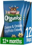 Organix Cheese & Onion Gruffalo Claws, Toddler Snack Puffs, 12+ Months, Multipack (4 x 15 g) (Pack of 3), Total 12 Bags