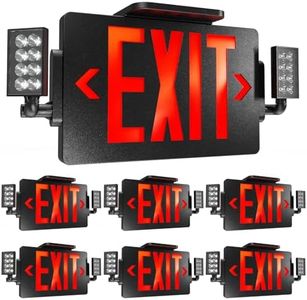 Sunco 6 Pack Black Exit Signs With Emergency Lights, Two Adjustable LED Lights, 94V-0 Fire Resistant, Backup Battery, 120-277V, Wall Or Ceiling Mount, Commercial Grade Double Sided UL
