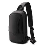 Mens Sling Bag, Unisex Chest Bag Crossbody Casual Shoulder Bag Diagonal bag Handbag Gym Daypack Water-Resistant with USB Charging Port Messenger Bag for Outdoor Sport Travel Casual Office-Black