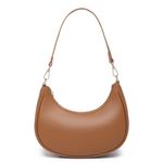 WuliTown Shoulder Bags for Women, Cute Hobo Tote Handbag Mini Clutch Purse with Zipper Closure, 02 Brown