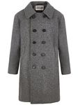 WULFUL Boys Double Breasted Wool Trench Coat Winter Pea Coat, Grey, 11-12 Years
