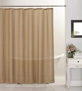 Kashi Emerson Canvas Shower Curtain Modern Solid Color Polyester, Semi See-Through Durable Bathroom Tub Décor 70" x 70" - Mocha