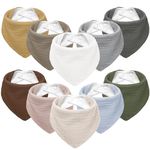 Susurration Muslin Baby Drool Bibs 10Pack Soft Triangular Adjustable Bandana Bibs for Unisex Baby Girls & Boys (Basic)