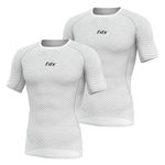 FDX Cool Mesh Base Layer Half Sleeve - Men’s Summer Cycling Mesh Top - Ultralight, Breathable, Anti-Odour Bicycle Skins Jersey - Under-Shirts for Running, Gym, Workout, (Pack of 2, White, L)