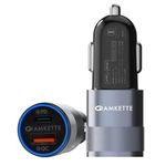 Amkette PowerPro 52W Car Charger Type C + USB A Dual Port | Universal Fast Charging | Smart Adaptive Charging | Smartphone, Tablet & Laptop Compatibility | Compact, Lightweight, Safe & Durable