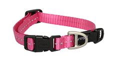 Rogz Utility Small 3/8" Nitelife Side-Release Reflective Dog Collar, Pink