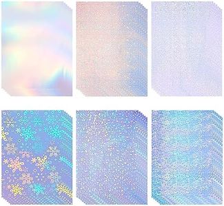 Acidea 36 Sheets Holographic Vinyl Sticker Paper for Inkjet & Laser Printer, A4（8.25" x 11.7"）Printable Vinyl Sticker Paper, Self-Adhesive Waterproof Dries Quickly, Glass/Line/Stars/Dots/Snow/Rainbow