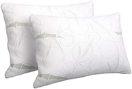 Giselle Bedding Pillow Memory Foam Pillows Bamboo Covered Moisture Wicking with Zipper Closure, Standard Size, for Back/Stomach/Side Sleeper Twin Pack
