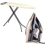 Beldray COMBO-9213 Single Temperature Iron & Ironing Board - Precision Steam Iron, One Temp Technology, 200G/Min Steam Shot, Collapsible Ironing Table, Lightweight, Washable Lemon Cover, 115 x 36 cm