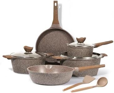 CAROTE Batteria di Pentole Antiaderenti 10 Pezzi,Padella 28cm,Pentole Casseruola 18cm,24cm,28cm con Coperchi, Wok 28cm,Set padelle induzione Per tutti i piani cottura